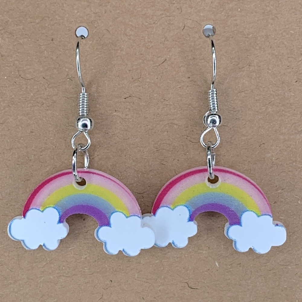 Rainbow Mini Acrylic Dangle Earrings  Fashion Jewelry - Picture 4 of 4